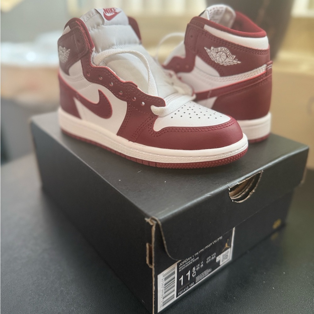 Nike Maroon and White High-Top Sneakers